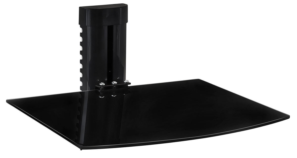 Mount-It! Floating TV Shelf, Tempered Glass, Aluminum Frame, Black
