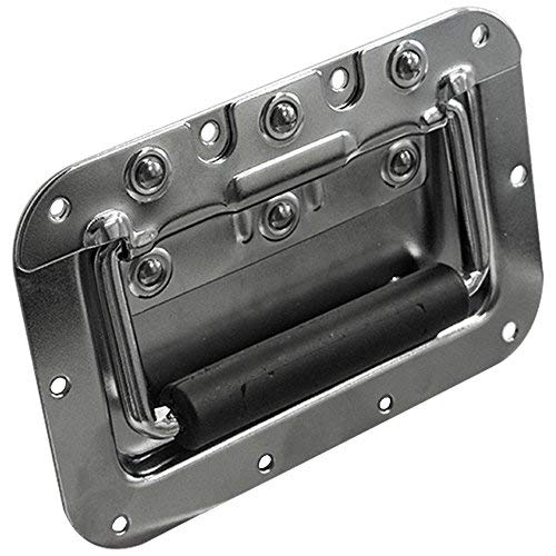 MIYAKO USA Speaker Cabinet Handles - Set of 2 | 5.5x3.9 inches | Recessed Back | High Strength Metal Plate, Powerful Spring | Rubberized Holder |