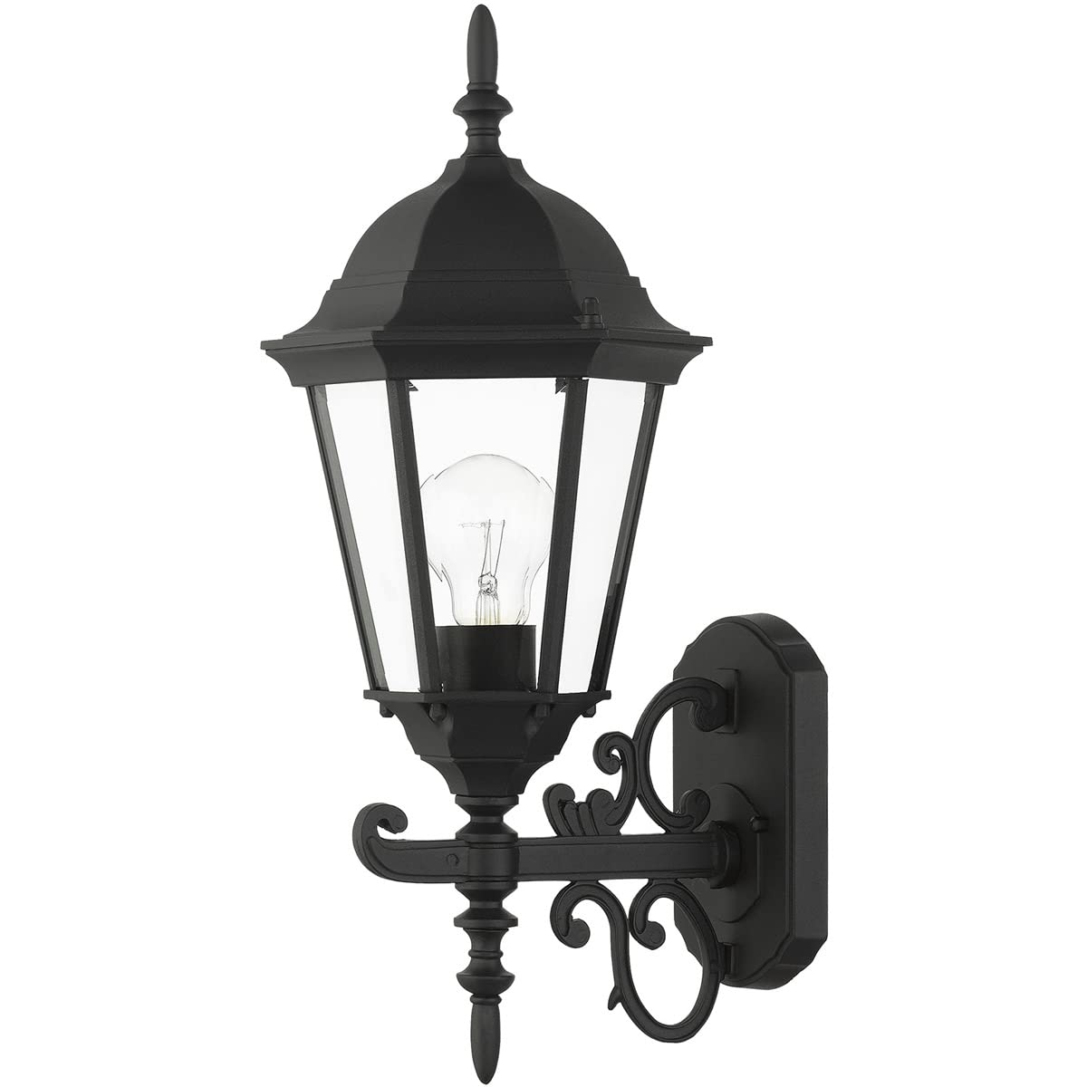 Livex Lighting 7556-14 Outdoor Wall Lantern with Clear Beveled Glass Shades, 20" x 8" x 20", Black