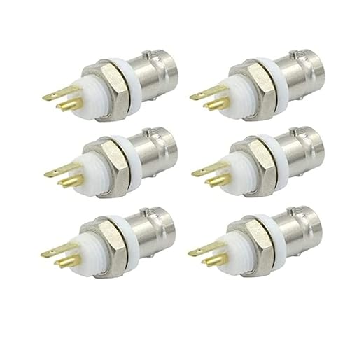 GDQLCNXB BNC Female Jack Bulkhead Solder Panel Mount Insulated Coax Rf Connector - (6 Pcs)