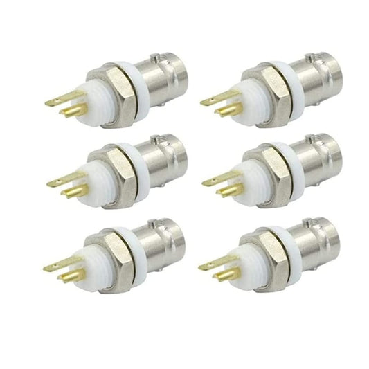 GDQLCNXB BNC Female Jack Bulkhead Solder Panel Mount Insulated Coax Rf Connector - (6 Pcs)