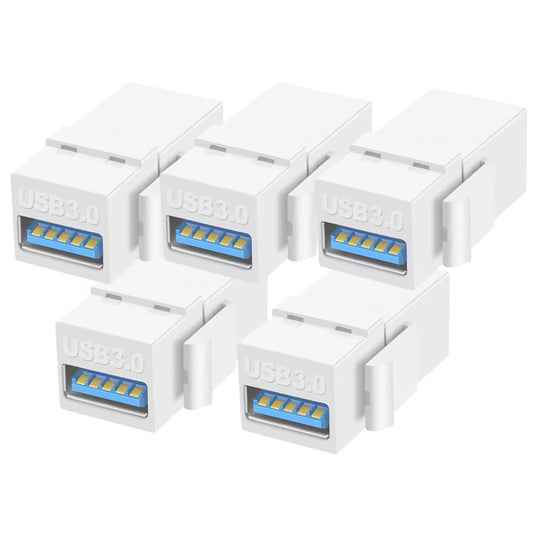 OUQYLG 5 Pack USB 3.0 Keystone Jack Inserts USB Female to USB Female Adapters Connector USB 3.0 Coupler Insert Snap-in Connector Socket Adapter Port…