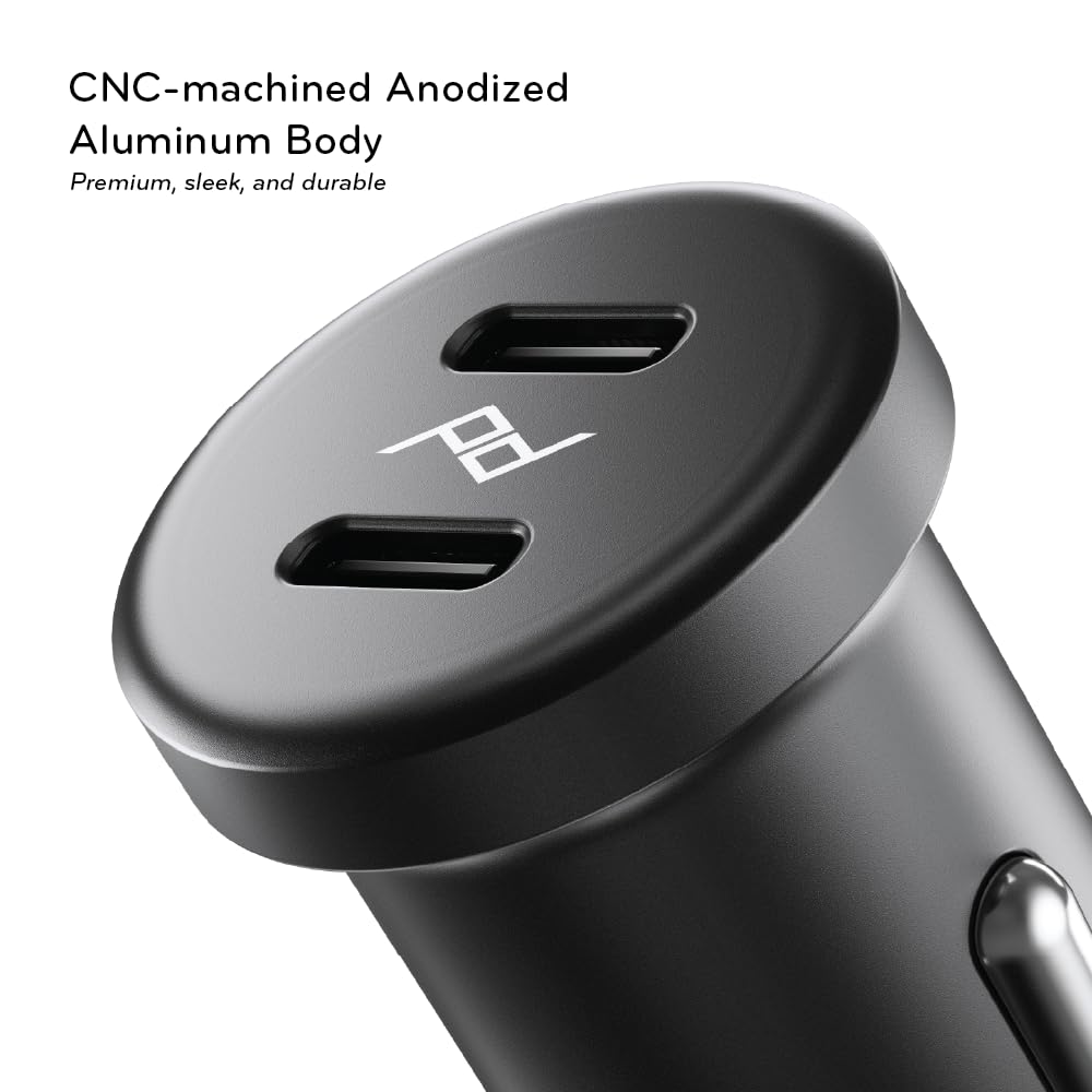 Peak Design Premium Dual USB-C Car Charger - 45W Total Output, Compact Metal Car Adapter, Fast Charging Compatible with iPhone, Android, Tablets