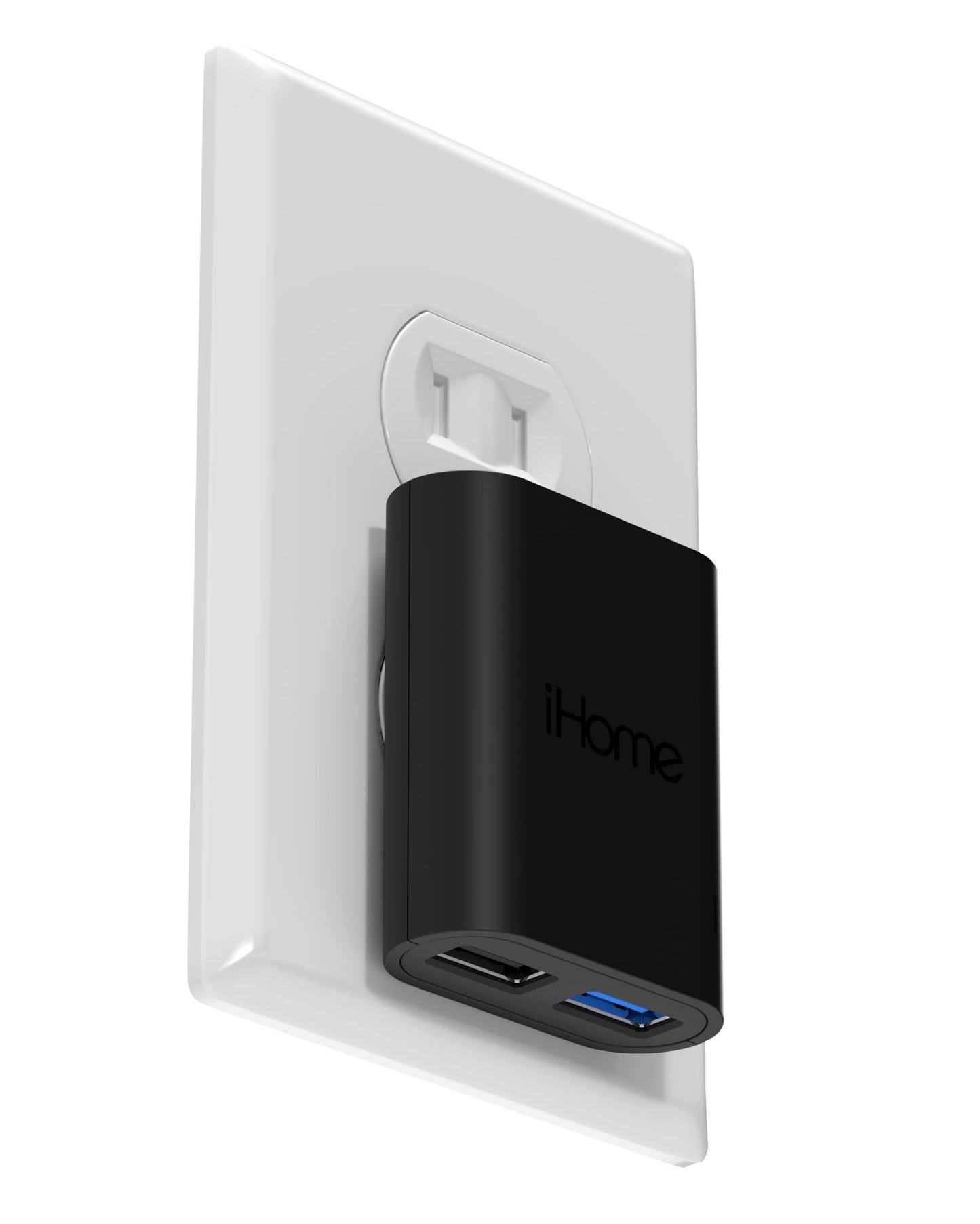 iHome Slim 2-Port USB Wall Charger, Flat Multiport Travel Plug Adapter