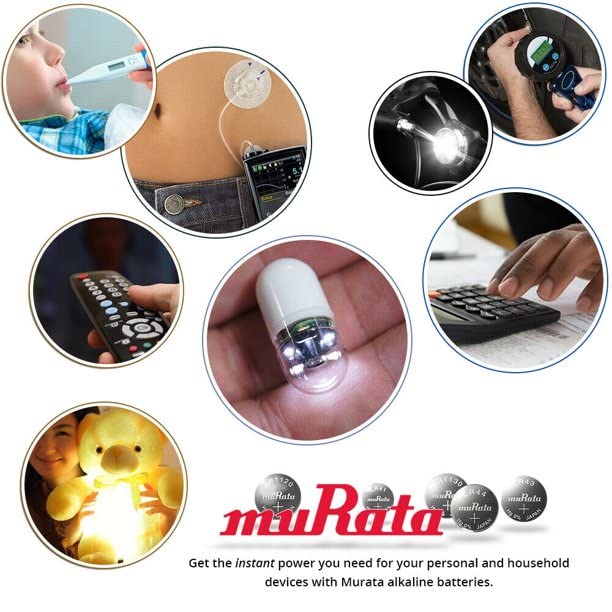 Murata LR1130 Battery 1.55V Alkaline Button Cell - Replaces Sony LR1130 (2 Batteries)
