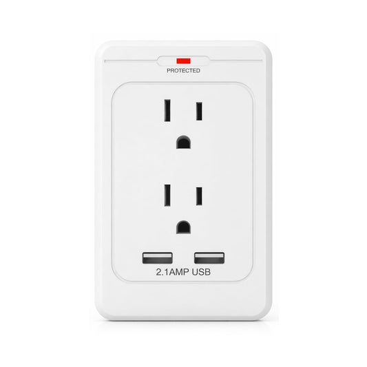 Stanley SurgePro USB Surge Adapter 2 Outlets with 2 USB Ports 270 Joules Surge Protection 2.1A Charging LED Indicator