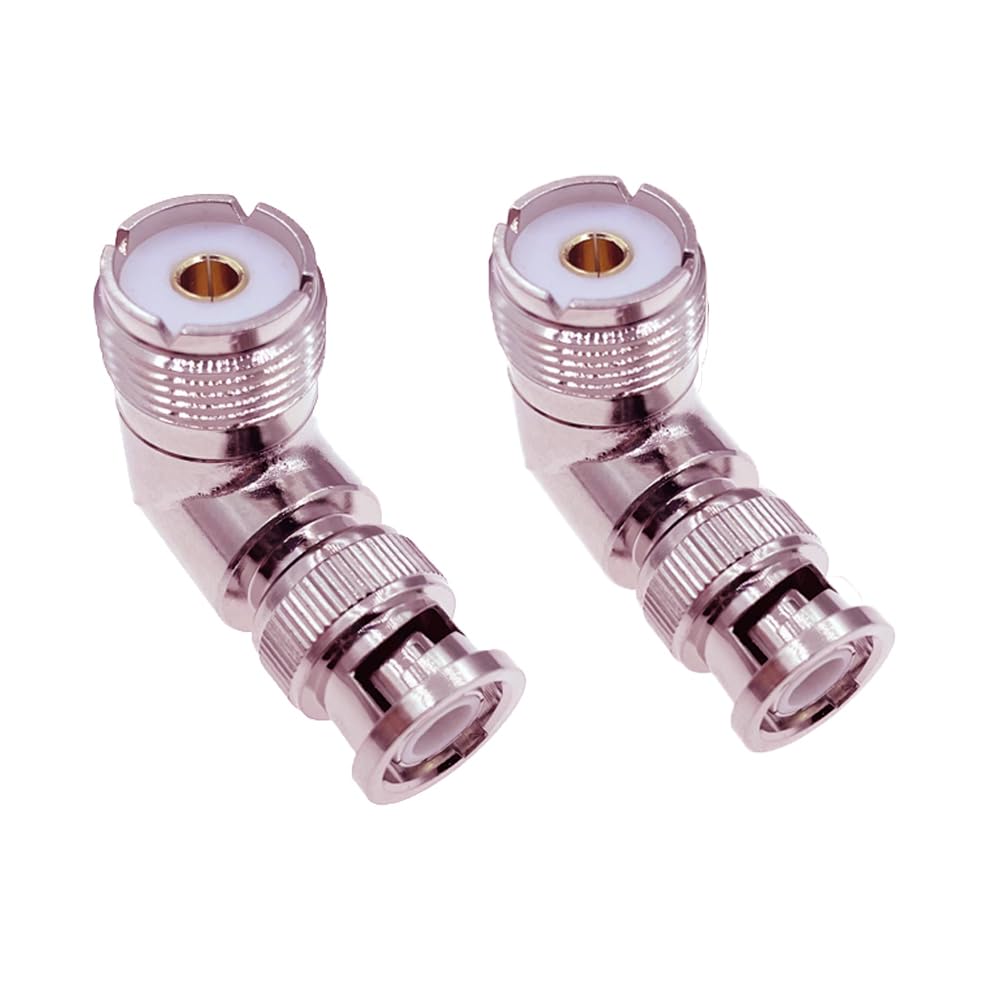 supmory 2pcs Right Angle UHF SO239 Female to BNC Male Coax shortwave Radio Adapter Connector