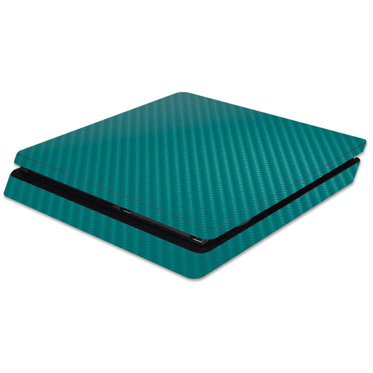 MightySkins Carbon Fiber Skin for Sony PS4 Slim Console - Teal | Protective, Durable Textured Carbon Fiber Finish | Easy to Apply, Remove, and Change