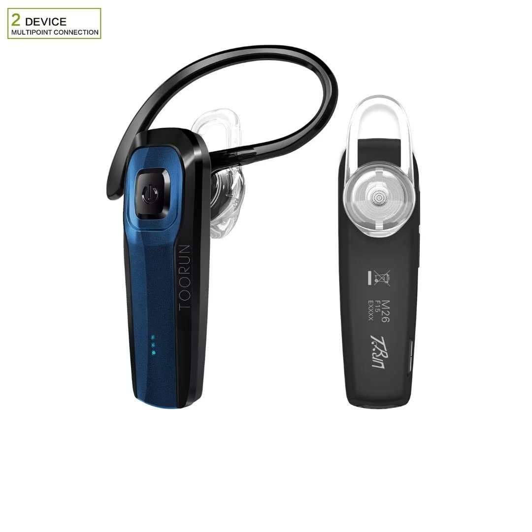 TOORUN Bluetooth Earpiece, M26 Bluetooth Headset Handsfree V5.0 Wireless Earpiece Headphone with Noise Reduction and Microphone Compatible for Android