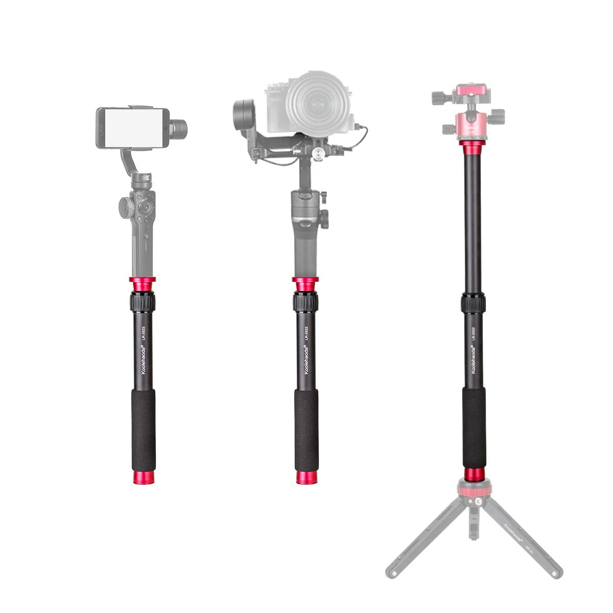 Koolehaoda Tripod Extension Tube, 2 Section Aluminium Tripod Center Column Extender, Gimbal Extension Pole Handheld Extension Bar Telescopic Stick Rod