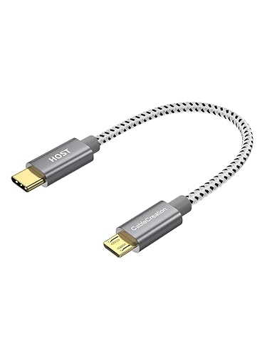 CableCreation Short USB C to Micro USB Cable 0.65 FT, Braided USBC to MicroUSB OTG 480Mbps Cord for Wall Chargers, MacBook Pro, Air, Galaxy S22, S21