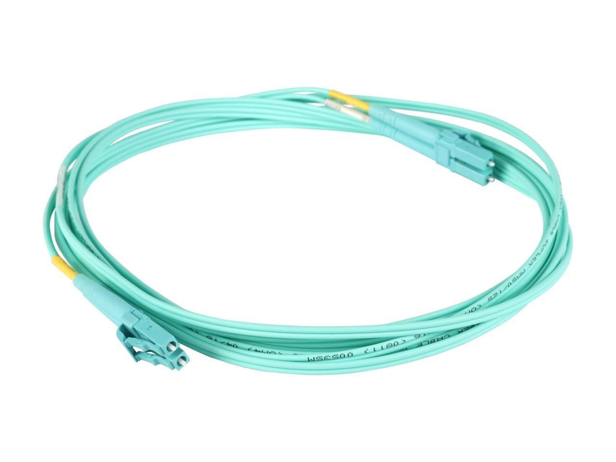 Tripp Lite 10-ft Fiber Optic LC/LC Duplex Patch Cable, Aqua N820-03M-OM4