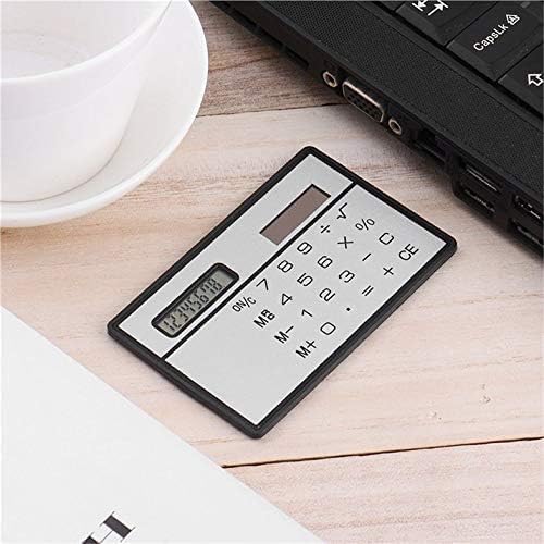 8 Digit Silver and Black Ultra Thin Solar Power Calculator with Touch Screen Credit Card Design Portable Mini Calculator for Business School Basic