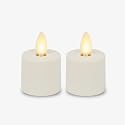 Luminara Flameless Tealights Rechargeable LED Set of 2 1.5" x 2.1", Battery Operated Moving Flame w/USB Charging Base, Indoor Safe Decorative Lights