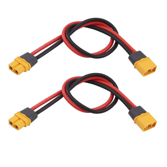 Yiqigou 2pcs Amass XT60H XT60 Male Plug Connector to XT60H XT60 Female Plug Connector Adapter Extension with 30cm 14AWG Silicone Wire (xt60h Cable)