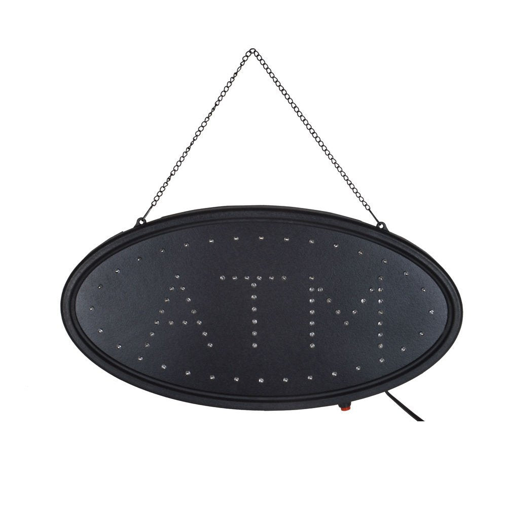 Boshen Led ATM Signs Decor for Bank Business Mart Shop Store Bar Cafe Now Open Sign Display On/Off Switch + Chain (19" Lx 10"W(Oval"ATM"))