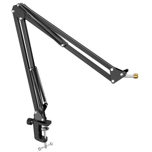 Microphone Arm Stand, FIFINE Suspension Boom Scissor Mic Stand with Heavy Duty Clamp, 3/8" to 5/8" Adapter, for Voice-over, Gaming, Recording, Studio