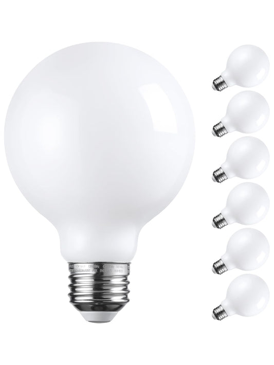 TORCHSTAR 6-Pack G25 Globe Light Bulbs LED Dimmable 2700K Soft White