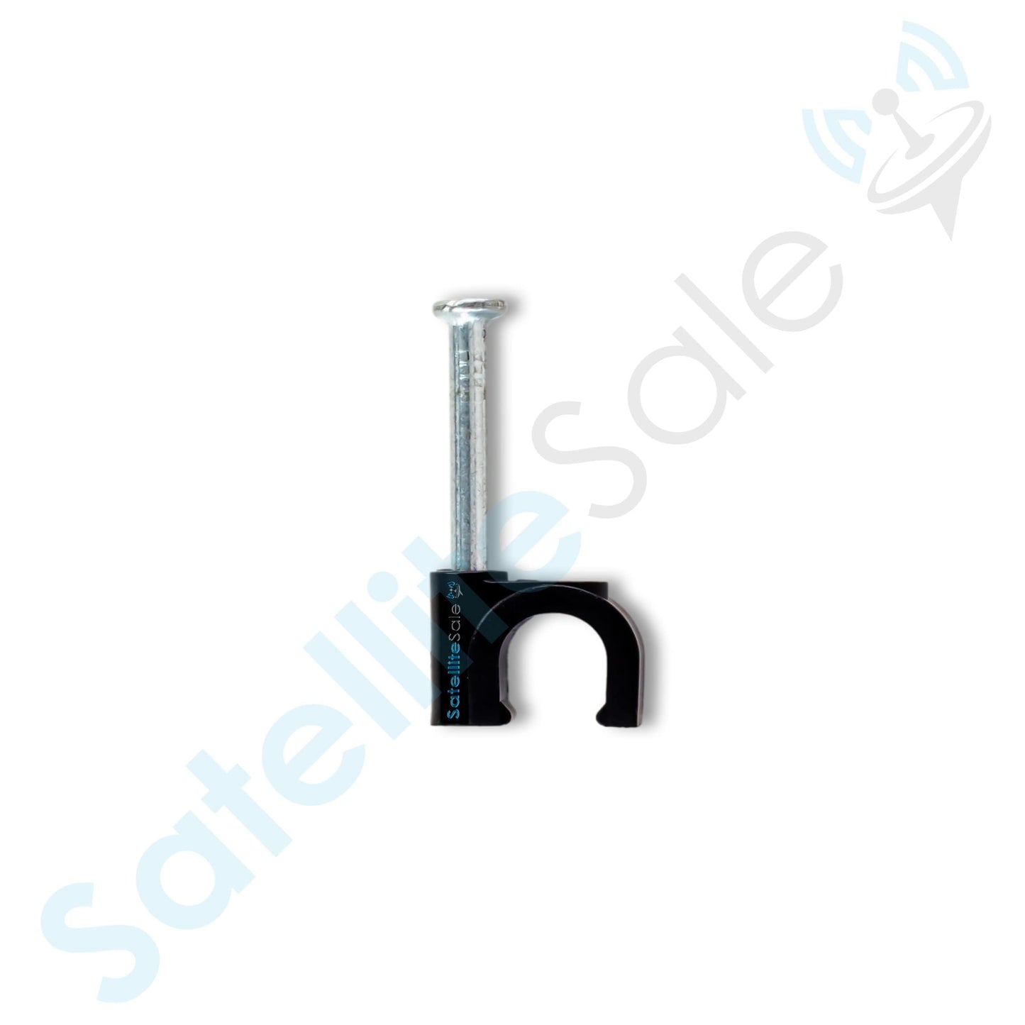 SatelliteSale Single Nail Black Round Clips for Ethernet Coaxial Telephone Cable TV Wire Cable Management 100 Pcs