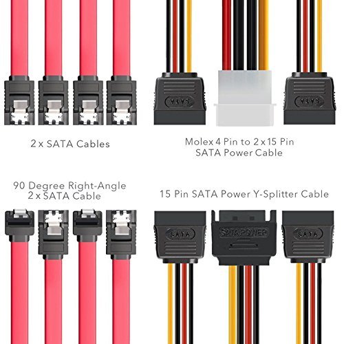Qook Hard Drive Connector Pack: 4in1 SATA Data & Power Splitter Cables (6-pack)