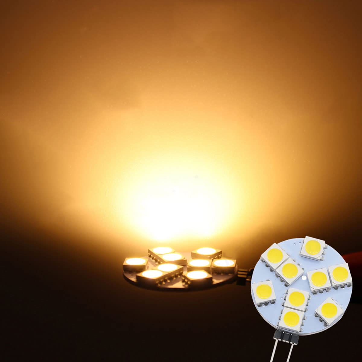 Edearkar 1.5W G4 LED Light Bulbs(8 Pack) Equivalent to 15W Halogen Bulb,DC 12V Dimmable,9 LEDs 5050 SMD,180 Degree Beam Angle,3000K Warm White,G4