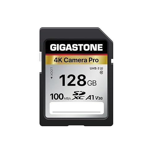 ?5-Years Data Recovery? GIGASTONE 128GB SD Card, 4K Camera Pro, A1 V30 SDXC Memory Card 4K UHD Video Compatible with Canon Digital Camera, with 1 Mini