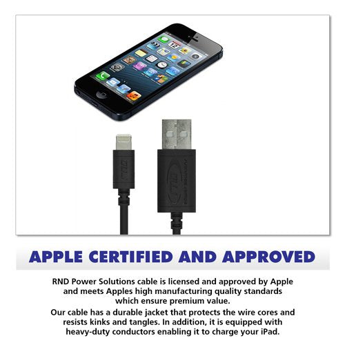 RNDs Lightning to USB 10ft Cable for Apple iPhone and iPad (Pro, Air, Mini) [Apple MFi Certified] (10 feet/3M/Black)