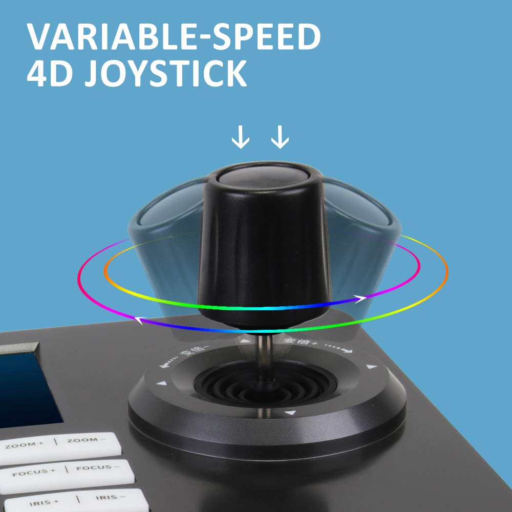 Hsility PTZ Controller Camera Controller POE Network 4D Joystick Decoding Keyboard Indoor with 5 Inch LCD Screen, 480p
