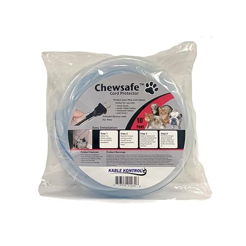 Chewsafe Pet Cord Cover Anti-Chew Cable Sleeve for Dogs, Cats, Rabbits - 2 Pcs 10ft - Non-Toxic Bitter Apple Infused Cable Protector, Pets, Bunny