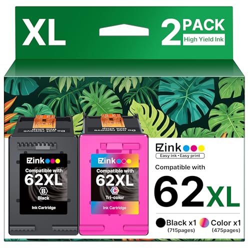 62XL Ink Cartridges Black and Color for HP 62XL 62 XL Ink for 5745 Printer