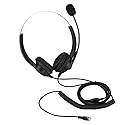 Over-Ear Headphones with Noise Cancelling Mic, 3.5mm Stereo Wired Telephone Headset with Microphone,360° Rotary Earmuffs for Skype,Call