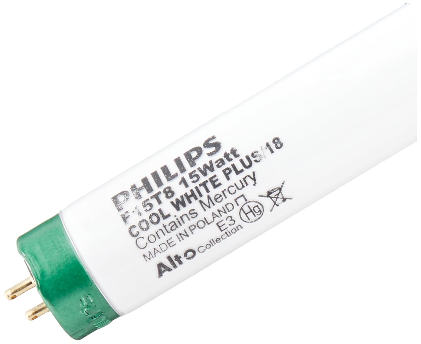 15W T8 Bi-Pin Cool White Fluorescent Light Bulb - 18"