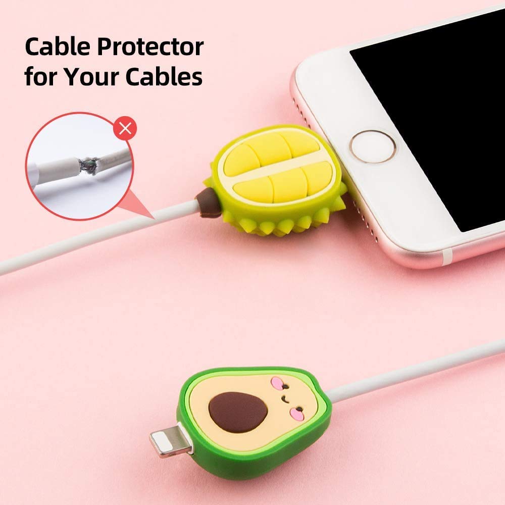 20 Pcs Cable Protector for iPhone/ipad USB Cable, Plastic Cable Protectors Cute Drink Fruit Dinosaur Animals Charging Cable Saver, Phone Accessory