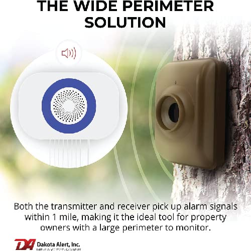 Dakota Alert Long Range Driveway Alarm Motion Detector - DCMA-4k Plus One Mile Wireless Range Alarm System - DCMT-4000 Transmitter & RE-4k Plus
