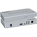 Optimal Shop 656ft/200m HDMI USB Extender RJ45 IP Network KVM Over IP Extender Over Cat5e Cat6 HDMI KVM Extender with Wide IR by TCP/IPm for PC HDTV