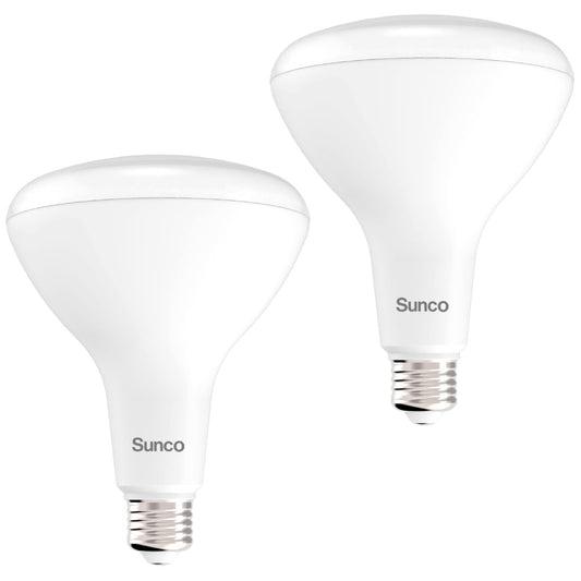 Sunco 2 Pack BR40 LED Flood Light Bulb, E26, 17W=100W, 2700K Soft White