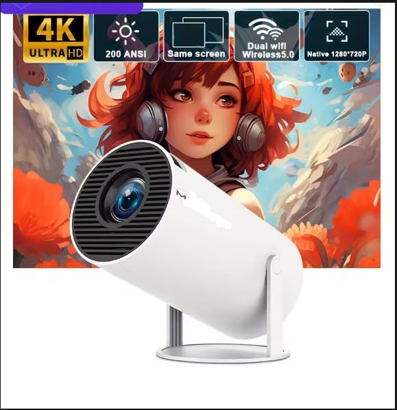 HY300 Pro Projector 200ANSI Native 720P Wireless Screen Mirroring System Dual Band WiFi Hi-chip A3100 for Home Theater