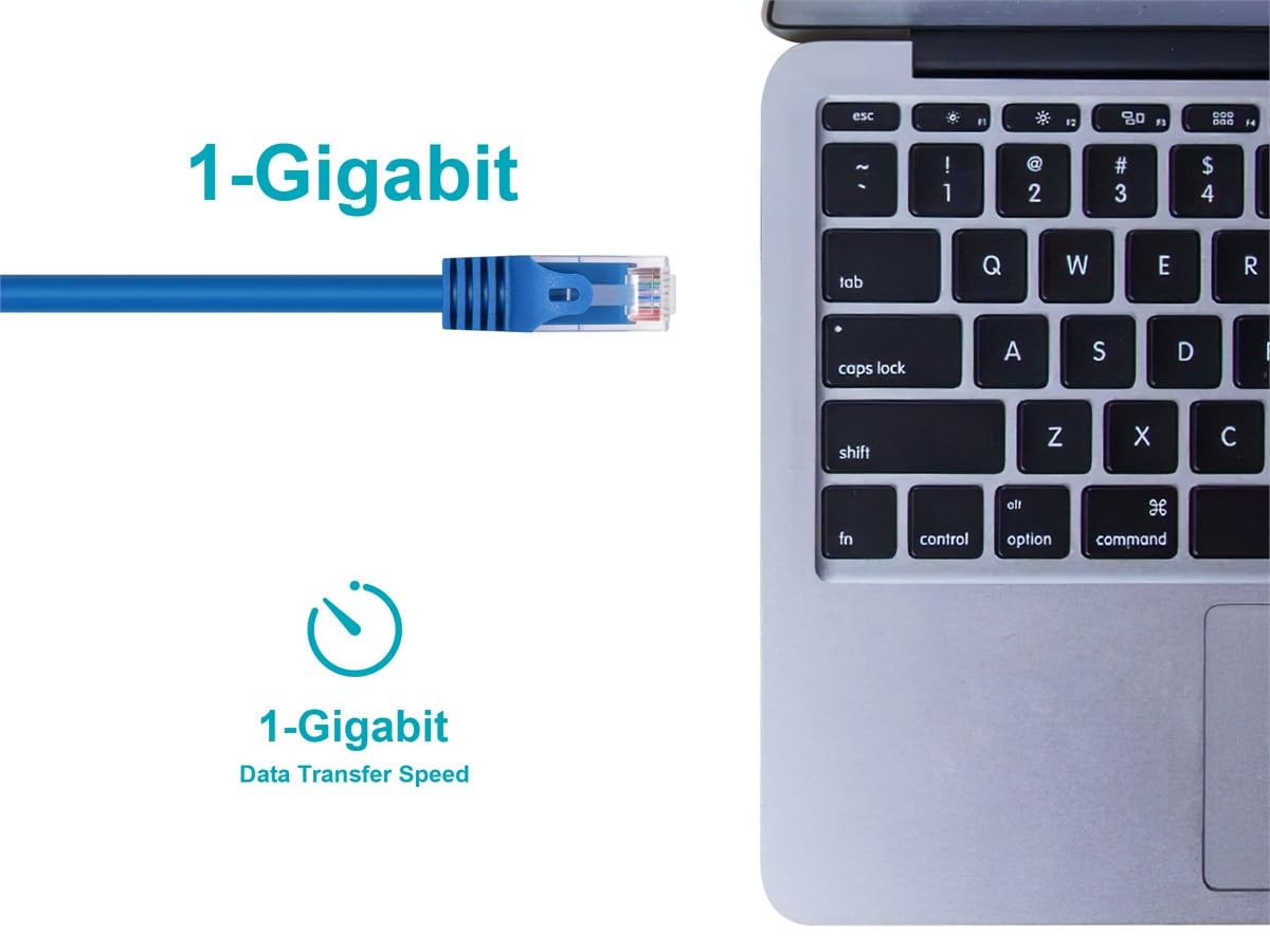 Monoprice Cat6 Ethernet Patch Cable - Snagless RJ45, 24AWG Stranded Pure Bare Copper Wire, 550Mhz, UTP, 12-Pack, 5 Feet, Blue - Flexboot Series