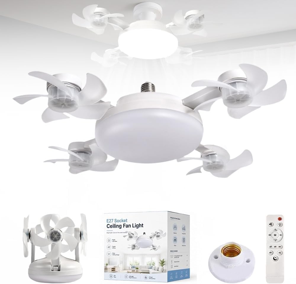 2-in-1 LED Ceiling Fan Light E26 E27, Remote 3 Speeds 3 Color Temp