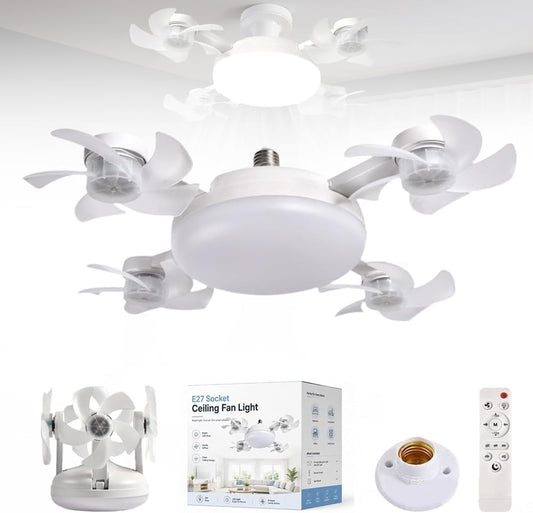2-in-1 LED Ceiling Fan Light E26 E27, Remote 3 Speeds 3 Color Temp