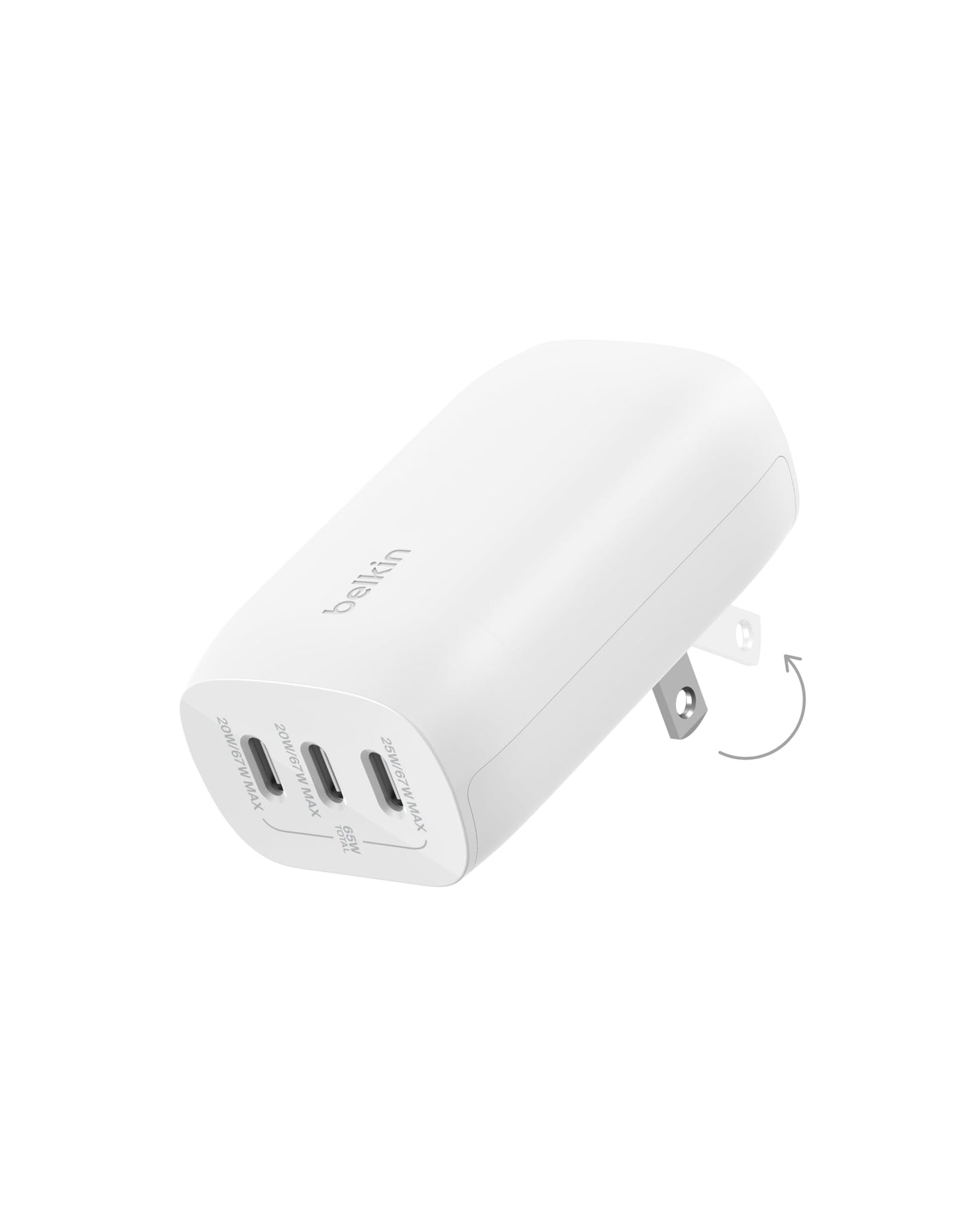 Belkin 3-Port USB C Charger Block 67W - PPS, USB-C PD 3.1 Enabled Fast Charging Charger for iPhone 17, MacBook Pro, AirPods, Samsung Galaxy S25