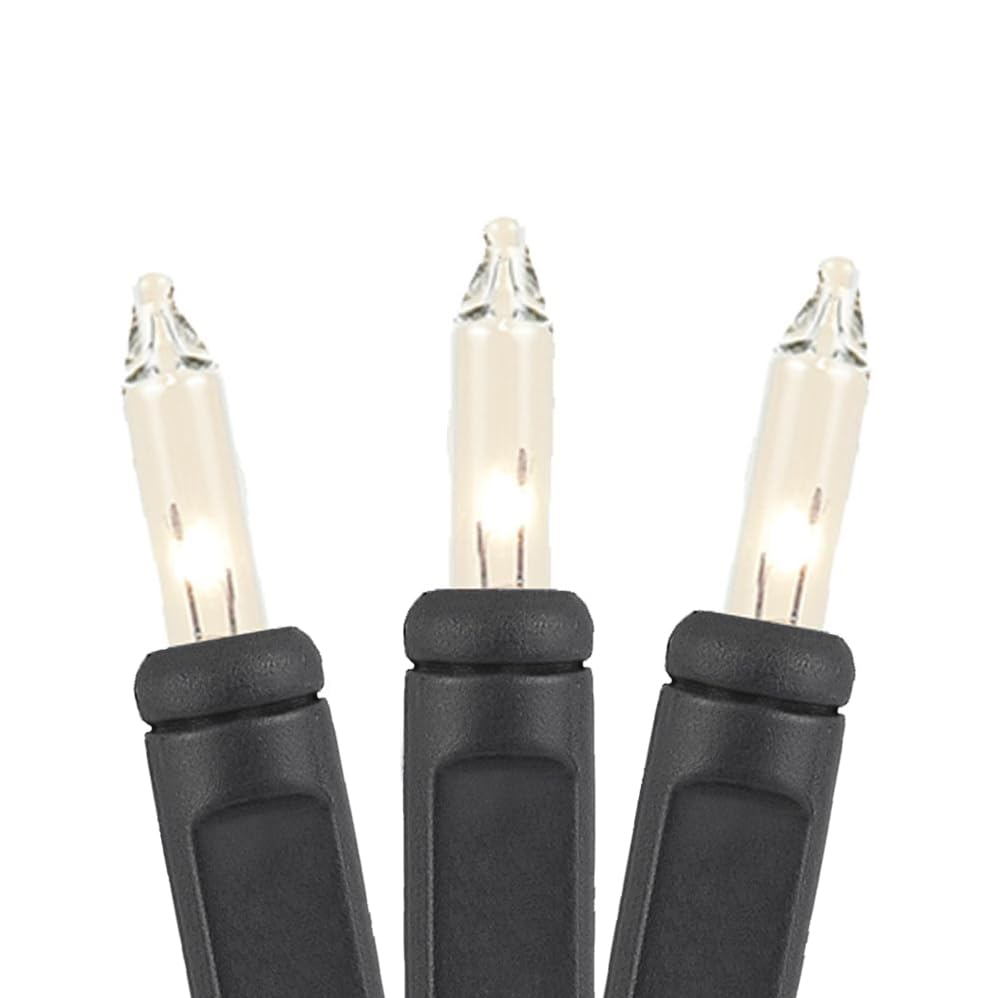 Novelty Lights 5 Feet 20 Bulbs Vintage Short Mini Light String, Clear Bulbs on Black Wire, 4-Inch Spacing Fairy Lights, Connectable End-to-End, UL