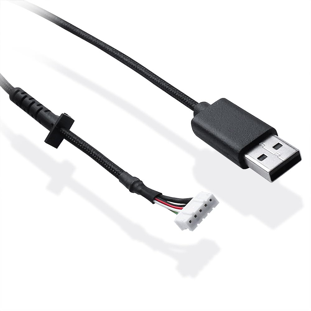 HUYUN USB Mouse Cable Mice Line & 1 Set Mouse feet Compatible for logit G502 Hero G502 Wired Mouse Plug and Play Mouse Cable