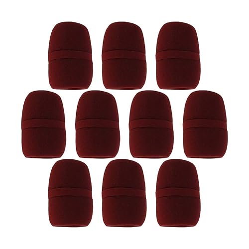 Fielect 10Pcs Microphone Covers Foam Mic Covers Thick Handheld Stage Microphone Windscreen Foam Cover Wine Red for KTV, Dance Ball, Conference Room
