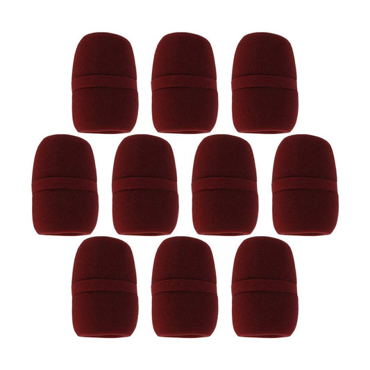 Fielect 10Pcs Microphone Covers Foam Mic Covers Thick Handheld Stage Microphone Windscreen Foam Cover Wine Red for KTV, Dance Ball, Conference Room