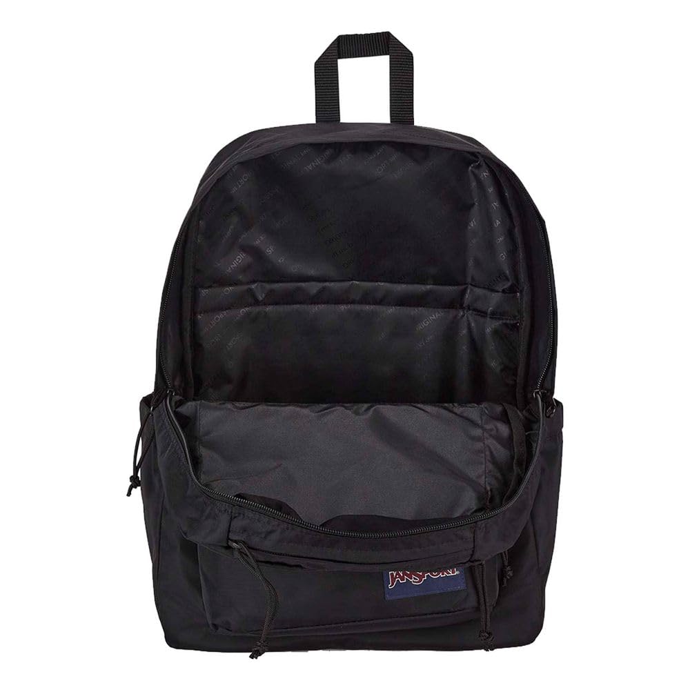 JanSport Double Break Backpack - 15-inch Padded Laptop Compartment, Dual Water Bottle Pockets, Internal Organizer, Large Main Compartment, Black