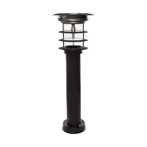 Gama Sonic Solar Pathway Light, Stainless Steel Bollard LED Lamp, Waterproof Outdoor Landscape Lights (GS-214)