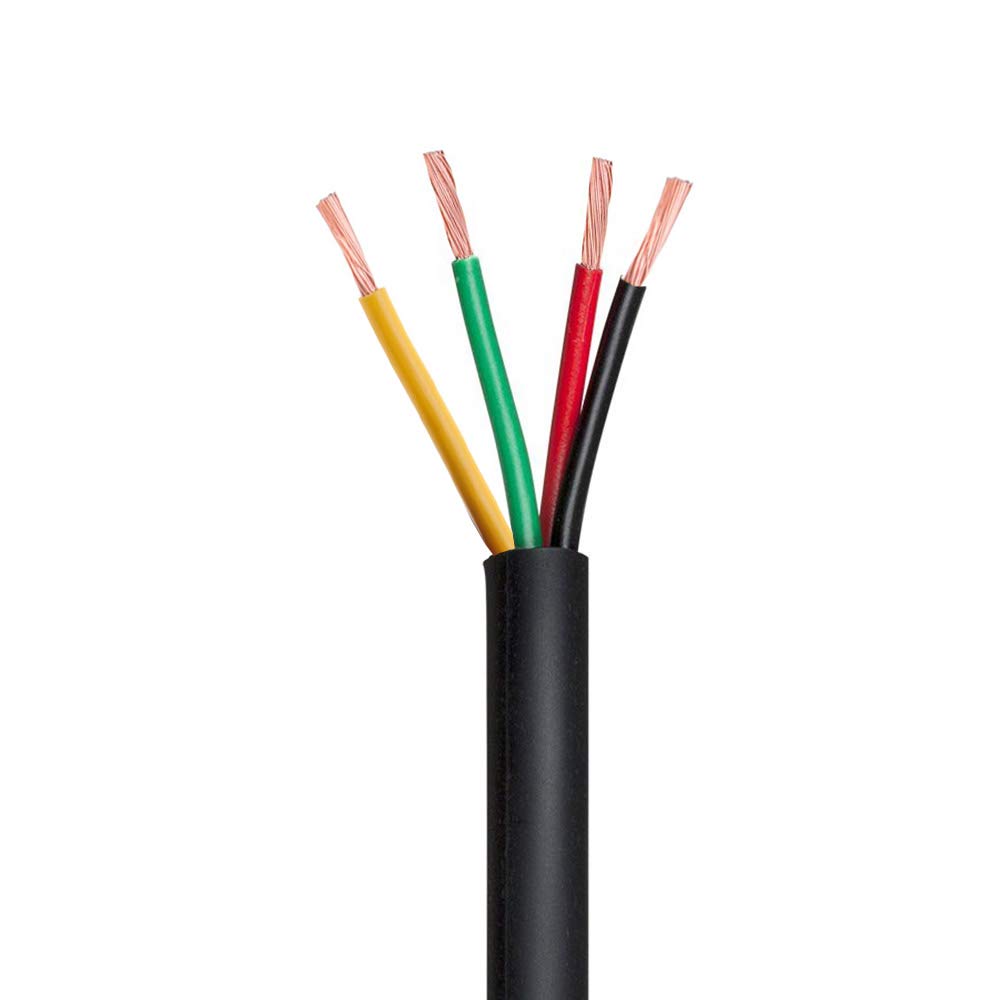 100FT 22 AWG Gauge Wire/Cable RVV 4 Conductor Bare Copper for Video Intercom/Video Doorbell Wire/Alarm Security Burglar, Extension Cord/Lines,Black