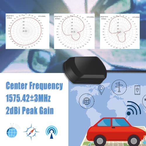 Maswell GPS Active Waterproof Antenna Fakra Rectangular Shape Magnet Mount 9.8 Feet Lead Fakra Type C Blue Connector Compatible with BMW Benz Car Audi