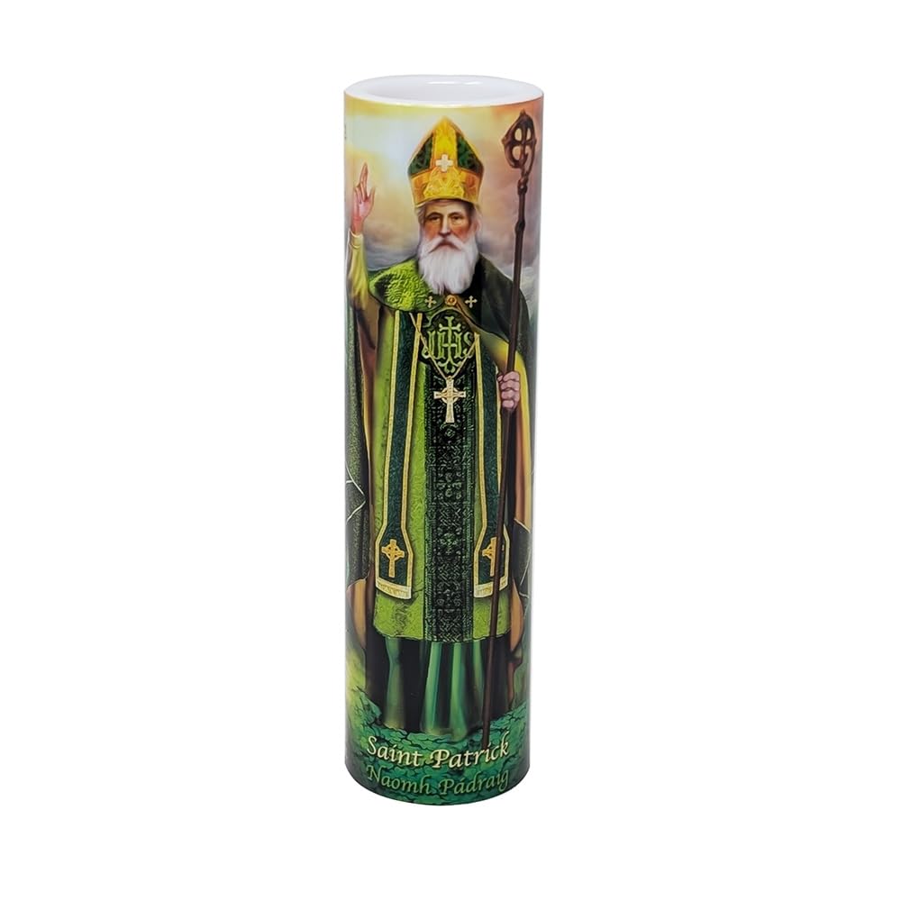 THE SAINTS COLLECTION Saint Patrick LED Flameless Devotional Prayer Candle